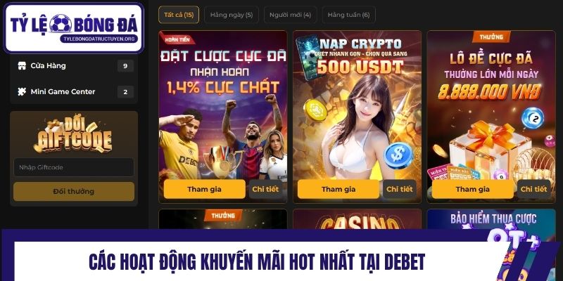 Các hoạt động khuyến mãi hot nhất tại Debet