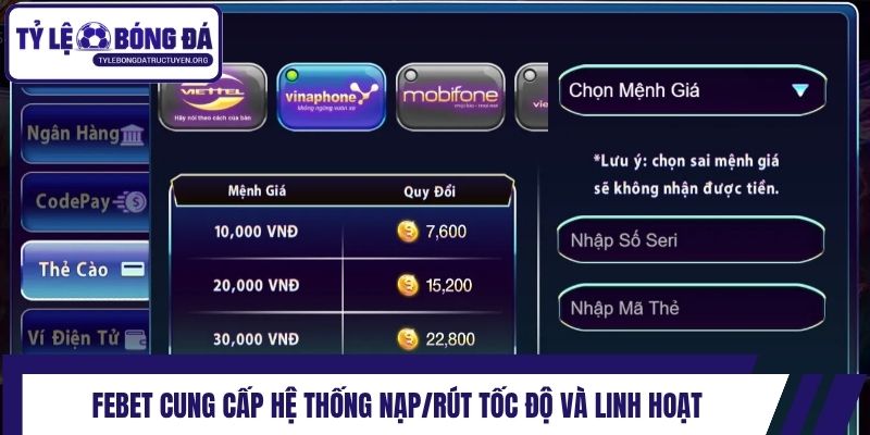 Febet cung cấp hệ thống nạp/rút tốc độ và linh hoạt