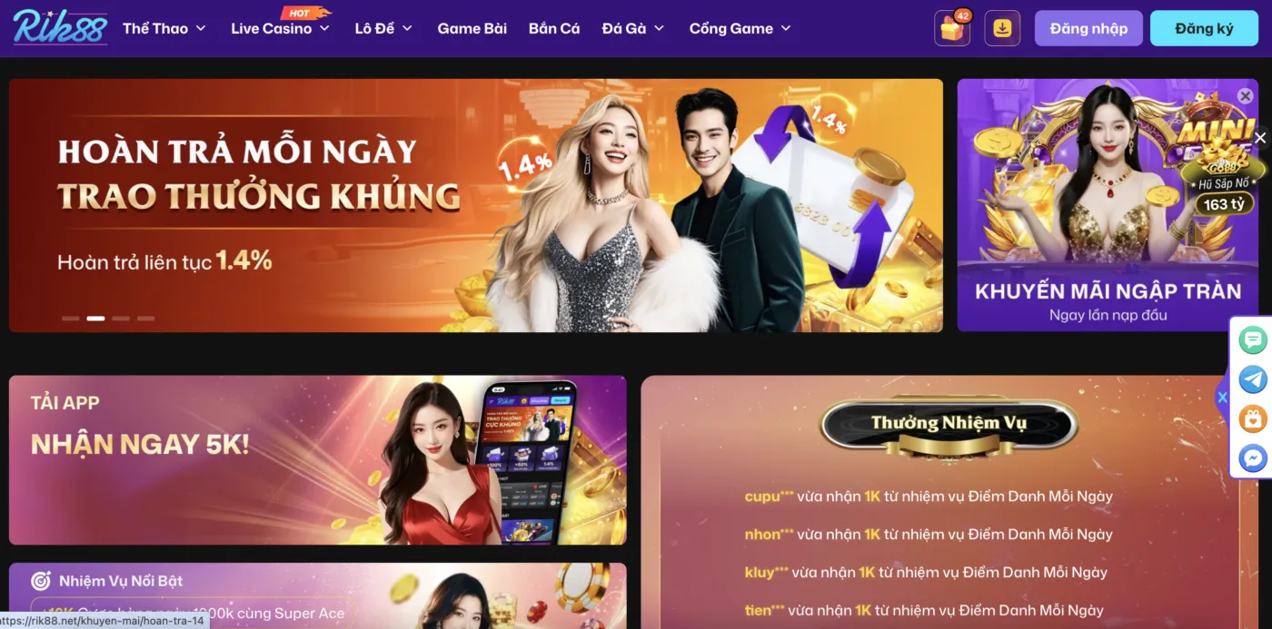 RIK88 cung cấp tỷ lệ bóng đá chính xác cùng nhiều dữ liệu thống kê phục vụ nhu cầu theo dõi mỗi ngày. RIK88 cung cấp tỷ lệ bóng đá chính xác cùng nhiều dữ liệu thống kê phục vụ nhu cầu theo dõi mỗi ngày.
